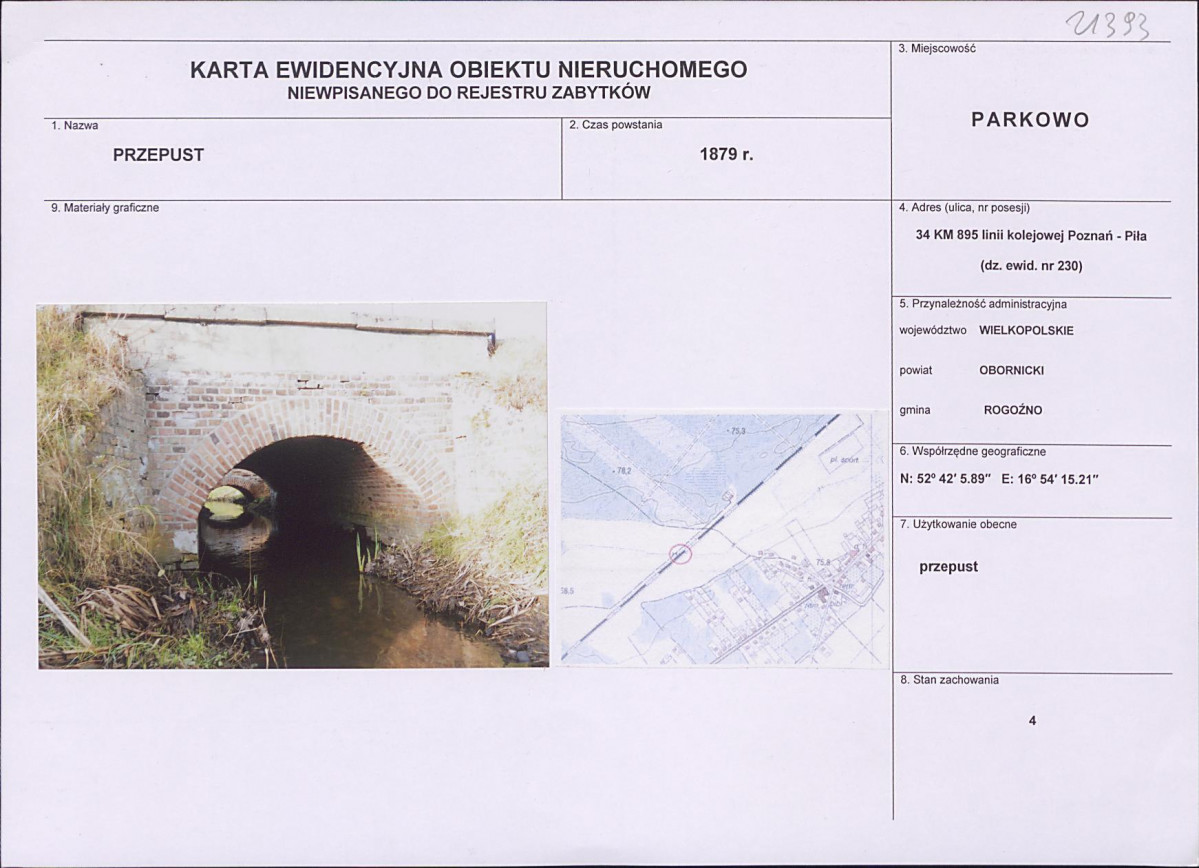 Karta obiektu niewpisanego do rejestru, skan nr 1