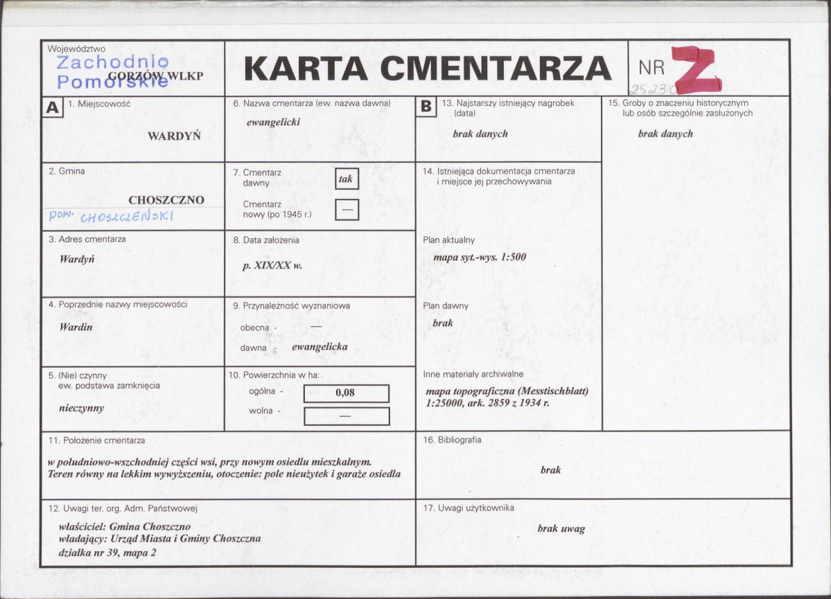 Karta cmentarza, skan nr 1