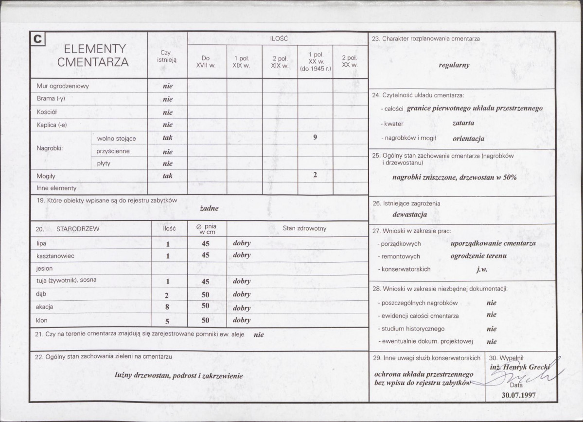 Karta cmentarza, skan nr 2