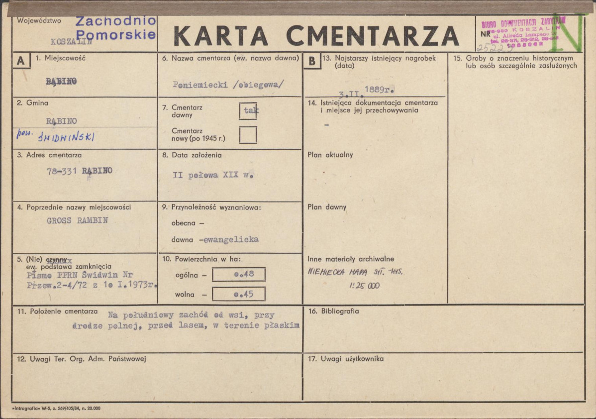 KC - Karta cmentarza, skan nr 1