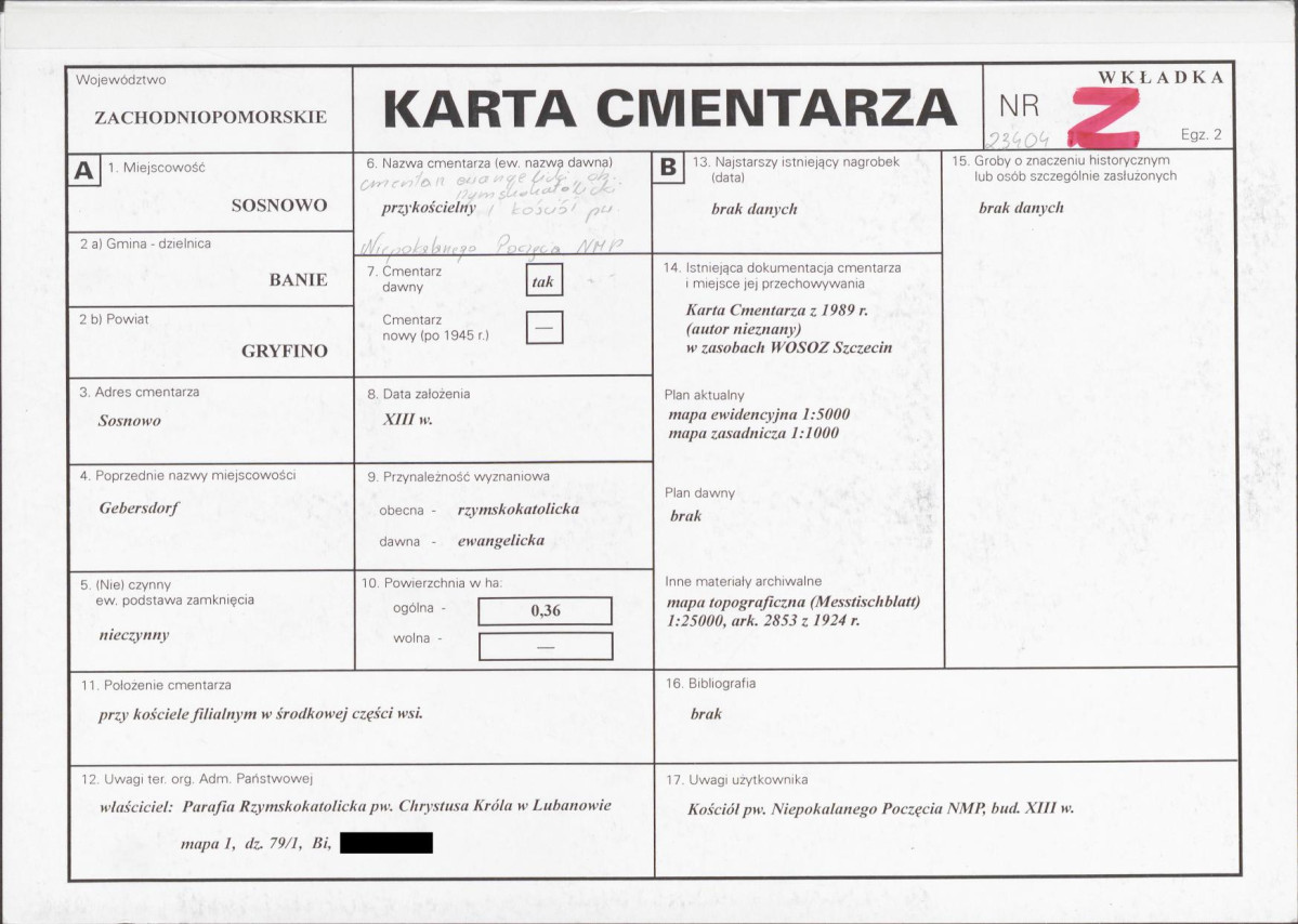 KC - Karta cmentarza, skan nr 1