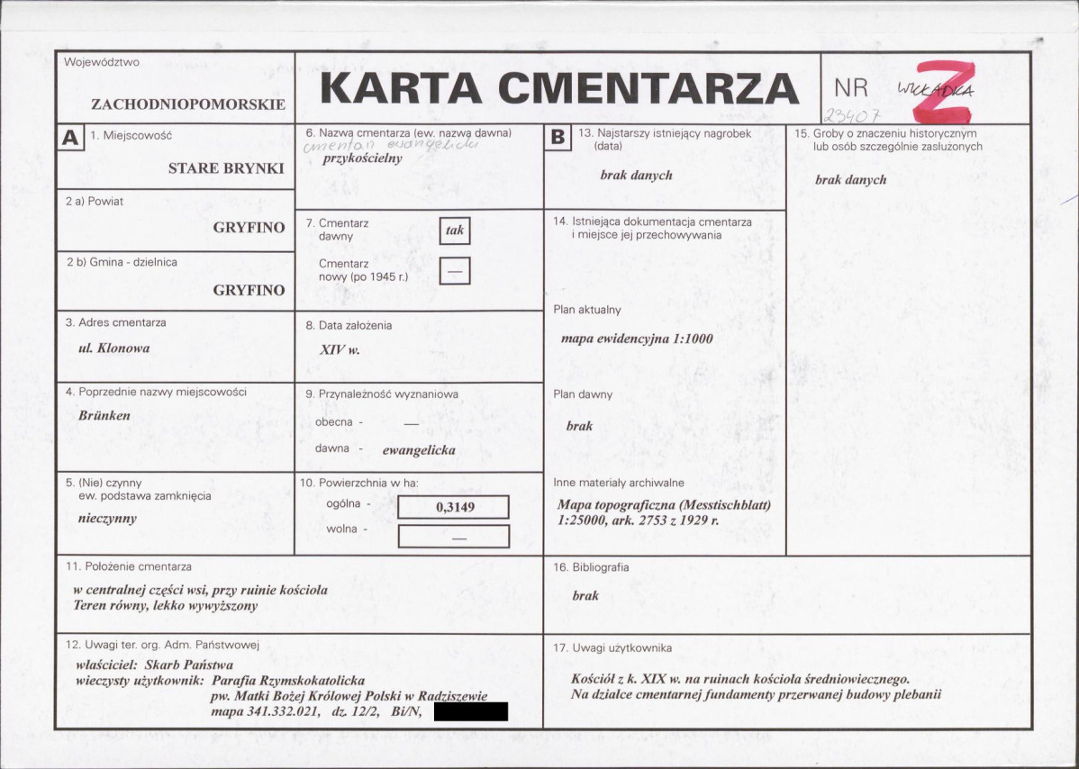 KC - Karta cmentarza, skan nr 1