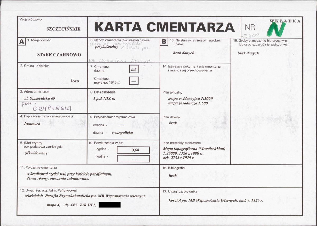 KC - Karta cmentarza, skan nr 1