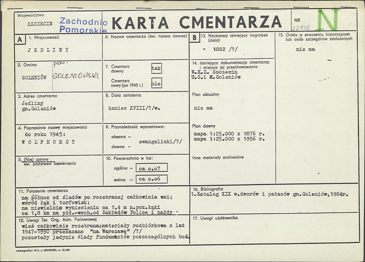 KC - Karta cmentarza, skan nr 1