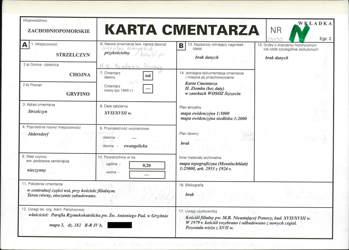 KC - Karta cmentarza, skan nr 1