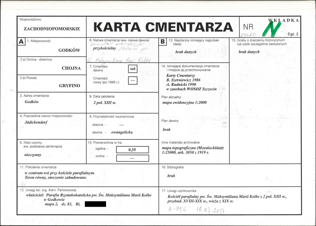 KC - Karta cmentarza, skan nr 1