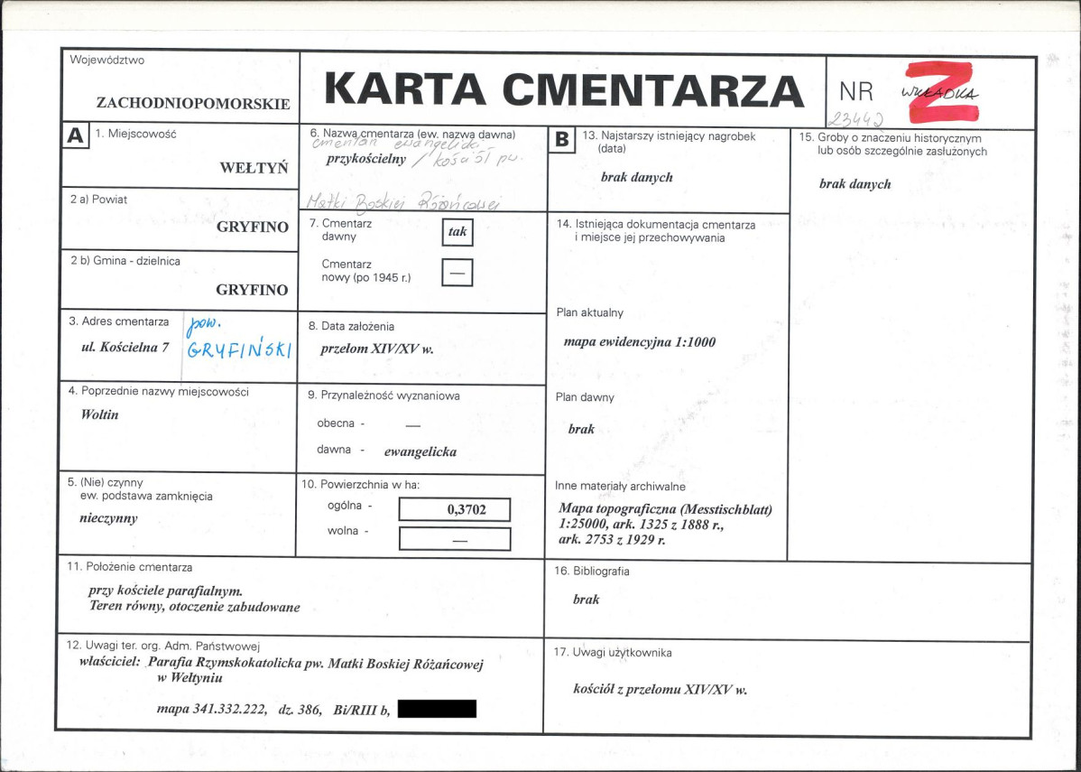 KC - Karta cmentarza, skan nr 1