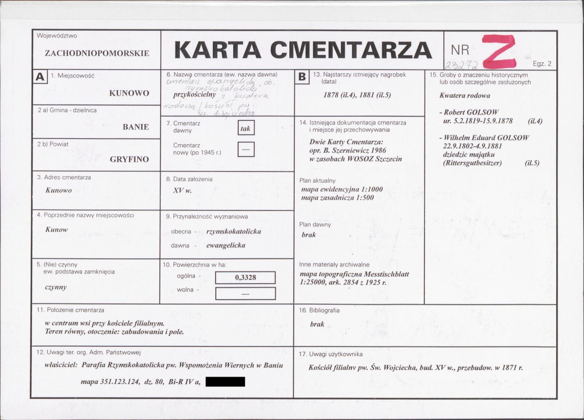 KC - Karta cmentarza, skan nr 1