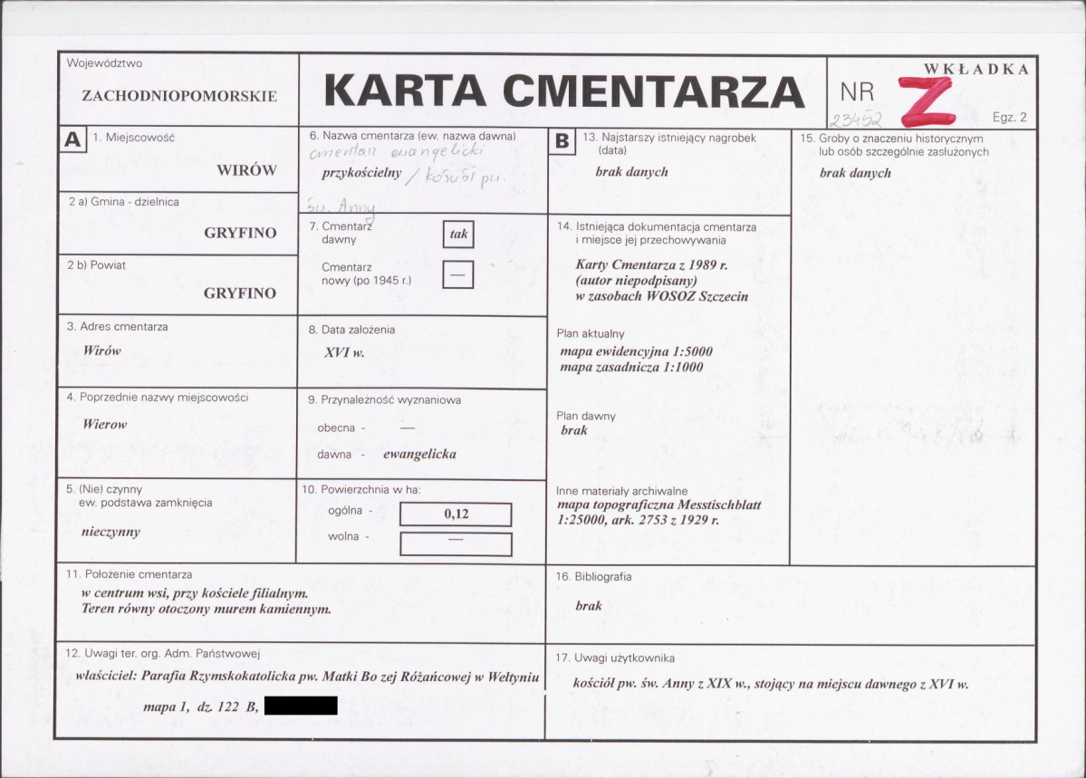 KC - Karta cmentarza, skan nr 1