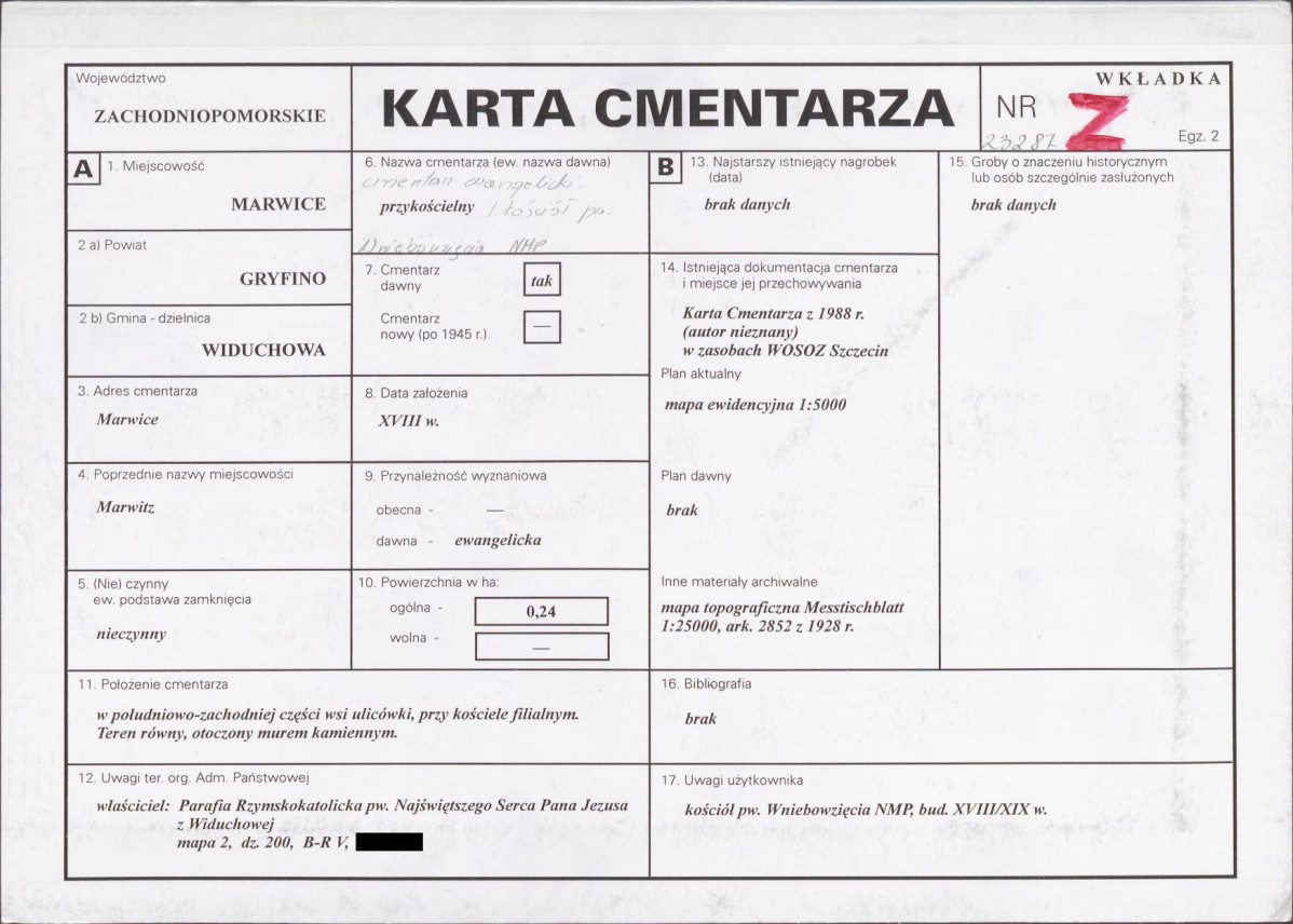 KC - Karta cmentarza, skan nr 1