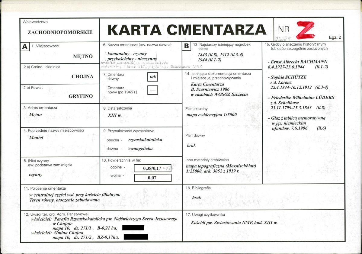 KC - Karta cmentarza, skan nr 1