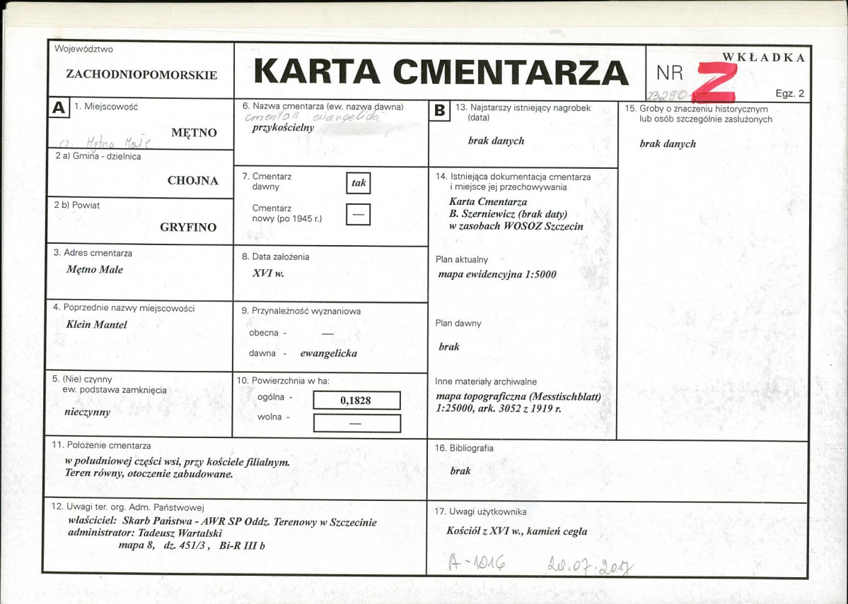 KC - Karta cmentarza, skan nr 1