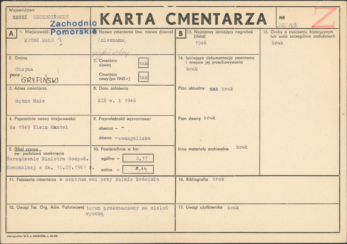 KC - Karta cmentarza, skan nr 1