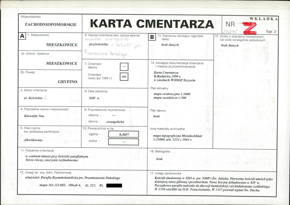 KC - Karta cmentarza, skan nr 1
