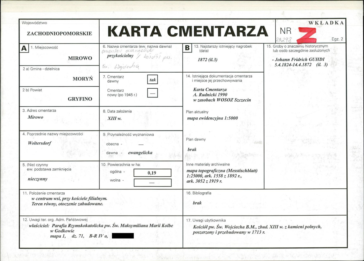 KC - Karta cmentarza, skan nr 1