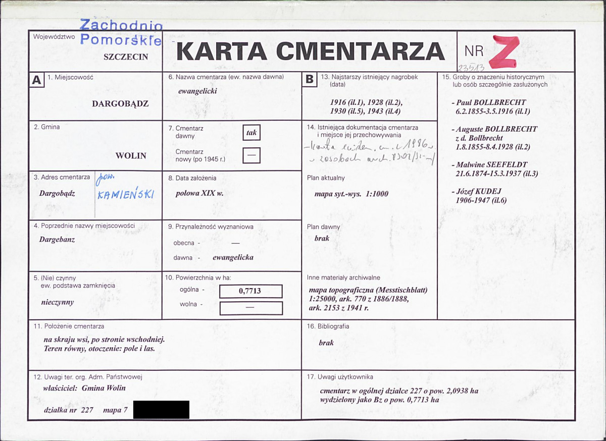 KC - Karta cmentarza, skan nr 1