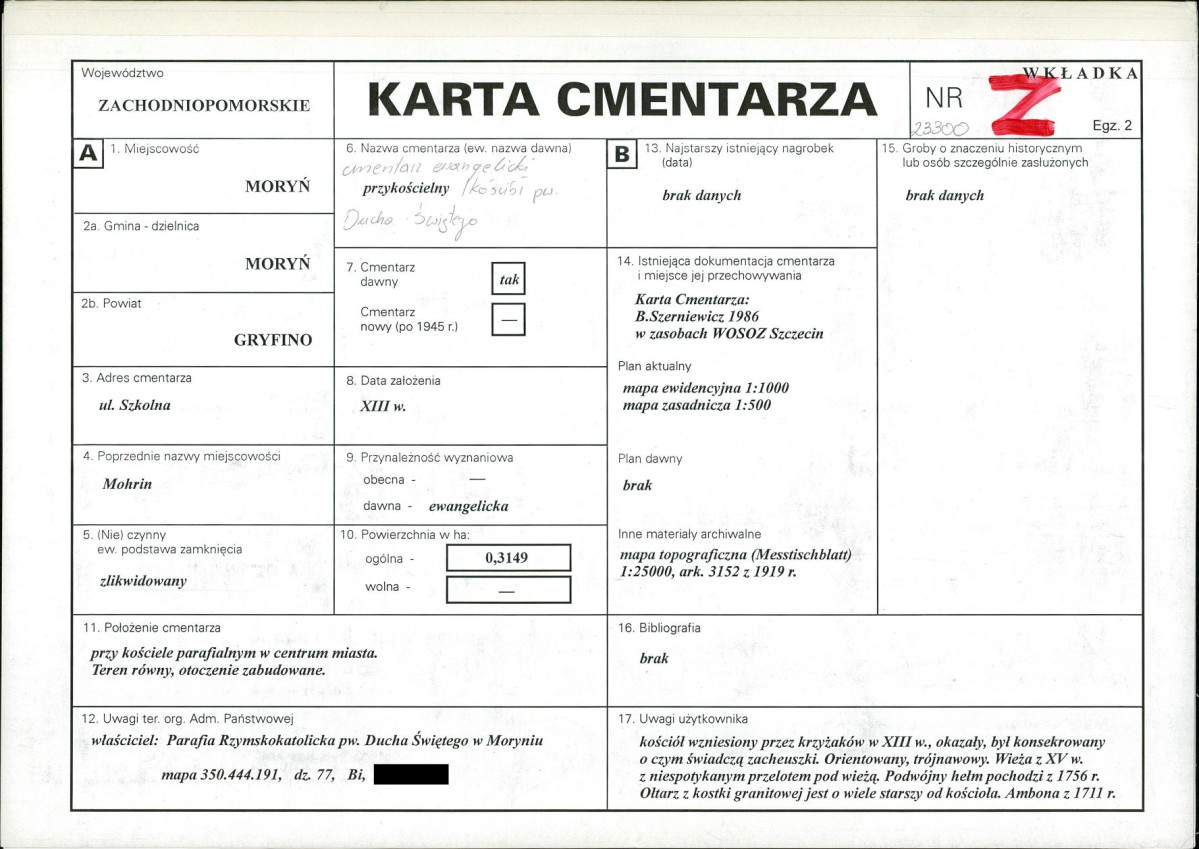 KC - Karta cmentarza, skan nr 1