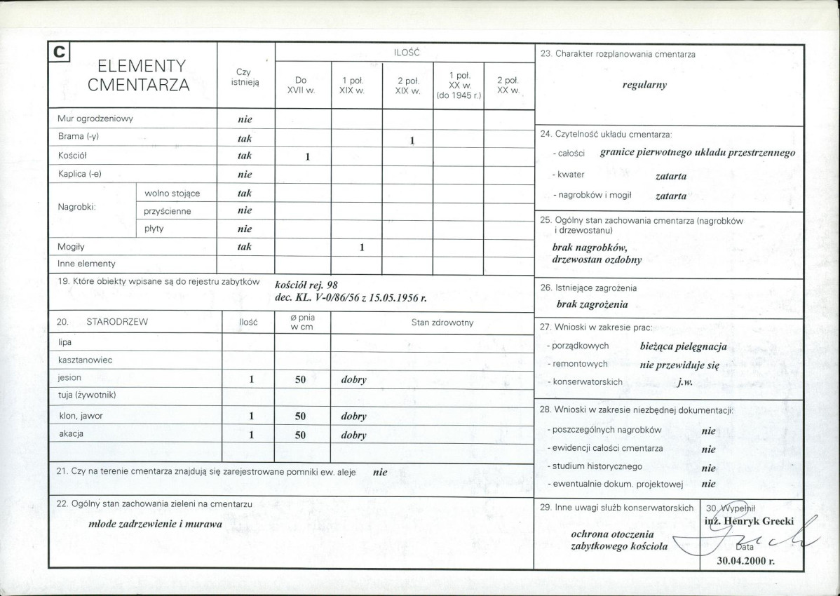 KC - Karta cmentarza, skan nr 2