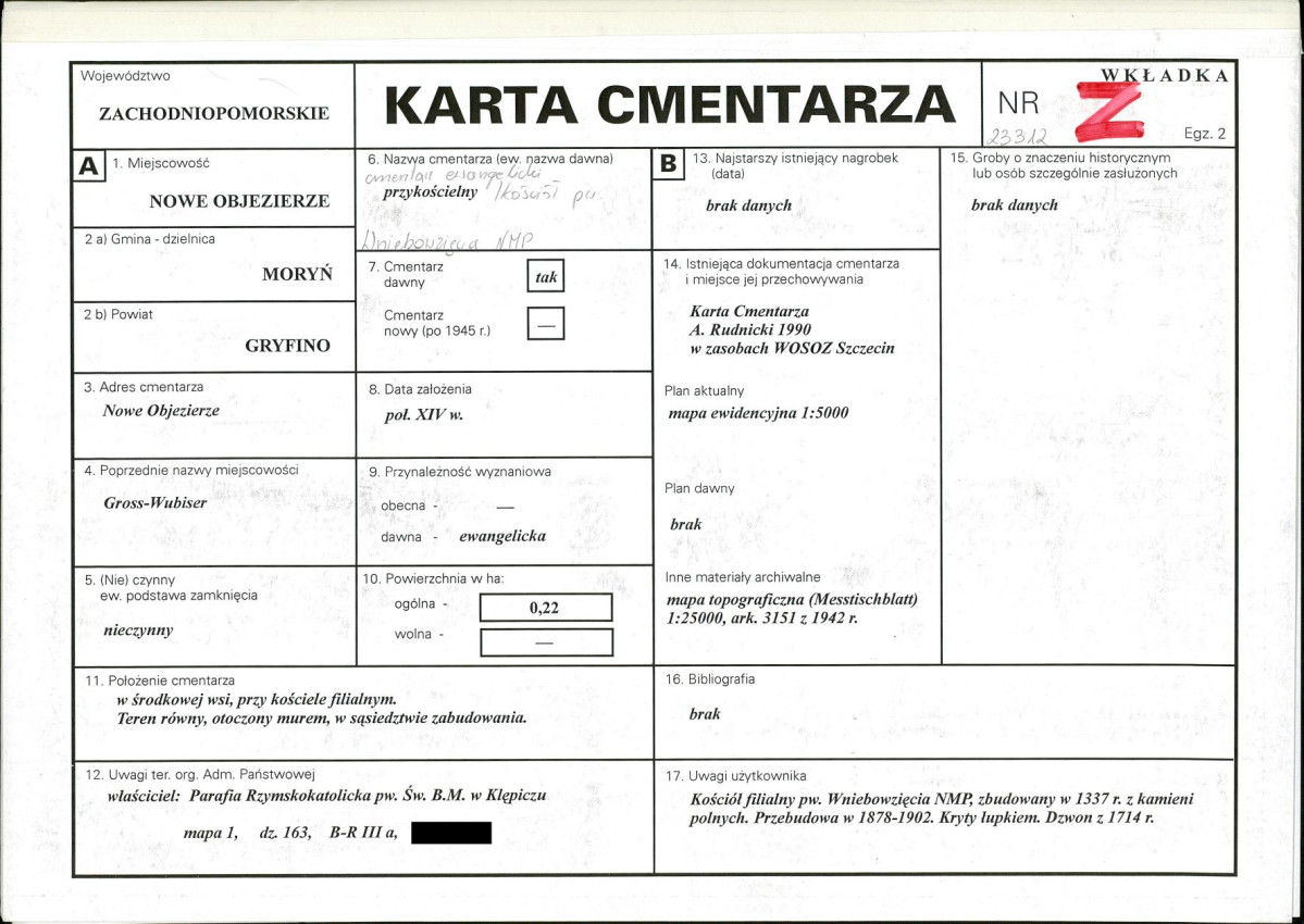 KC - Karta cmentarza, skan nr 1