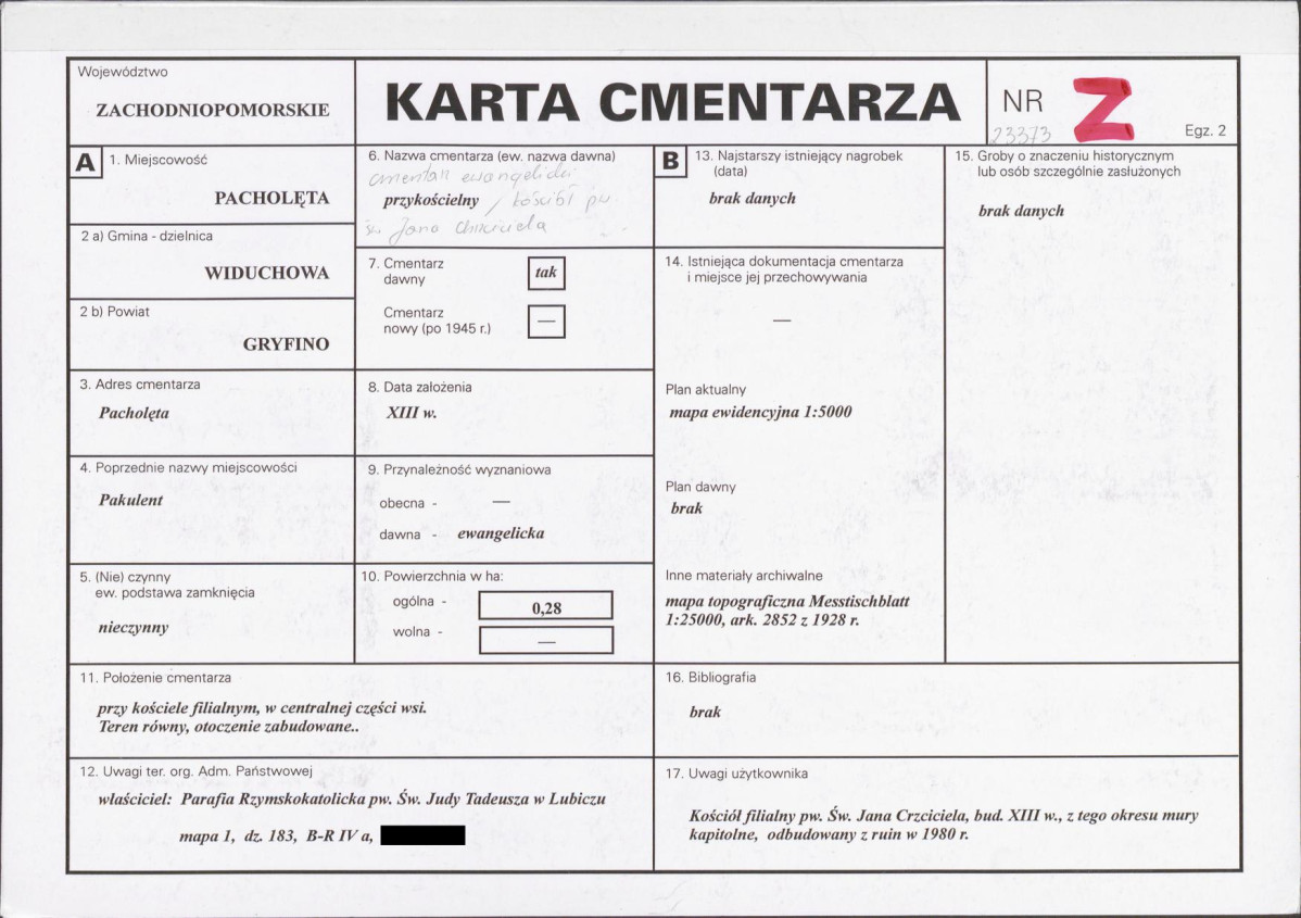 KC - Karta cmentarza, skan nr 1