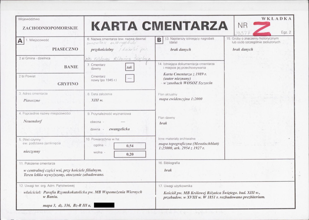 KC - Karta cmentarza, skan nr 1