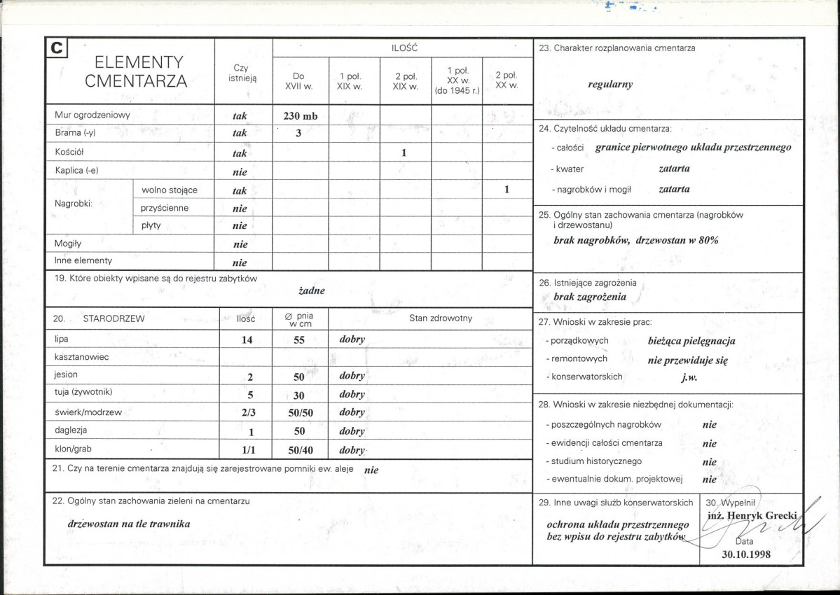 KC - Karta cmentarza, skan nr 2