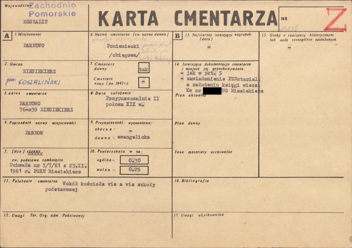KC - Karta cmentarza, skan nr 1