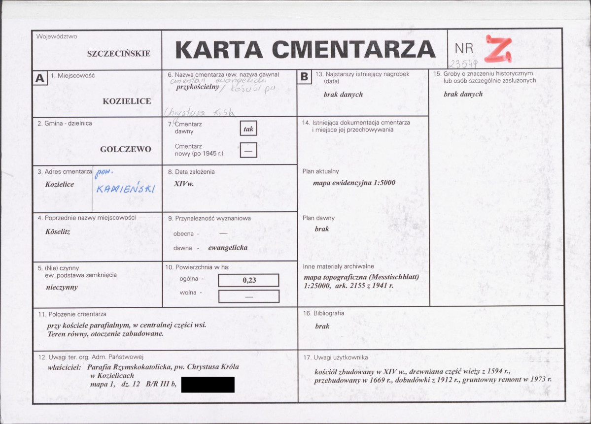 KC - Karta cmentarza, skan nr 1