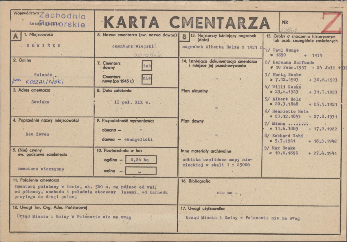 KC - Karta cmentarza, skan nr 1