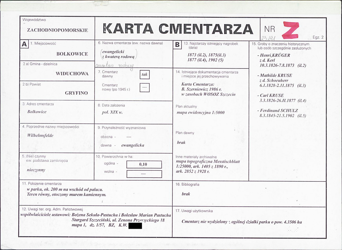 KC - Karta cmentarza, skan nr 1