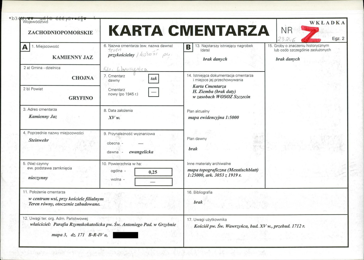 KC - Karta cmentarza, skan nr 1