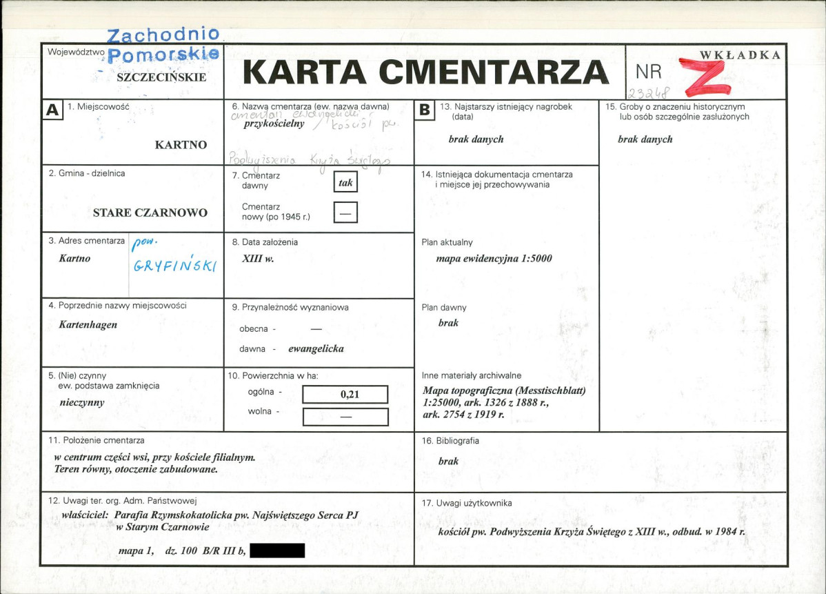 KC - Karta cmentarza, skan nr 1