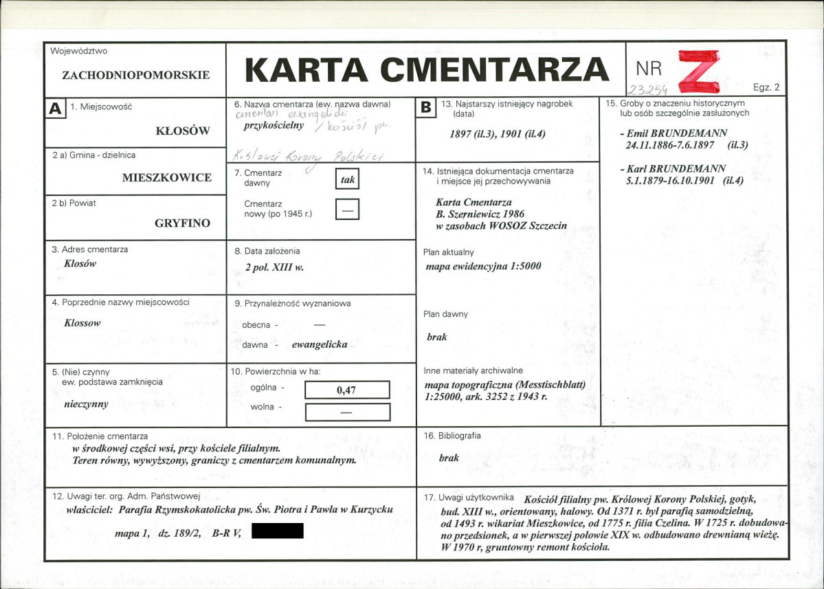 KC - Karta cmentarza, skan nr 1