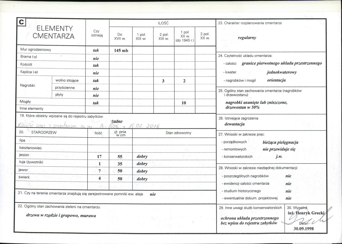 KC - Karta cmentarza, skan nr 2