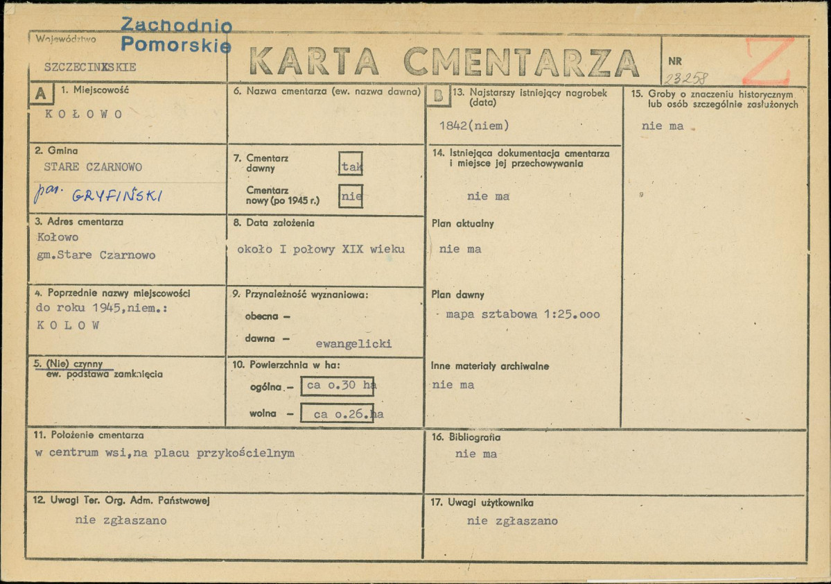 KC - Karta cmentarza, skan nr 1