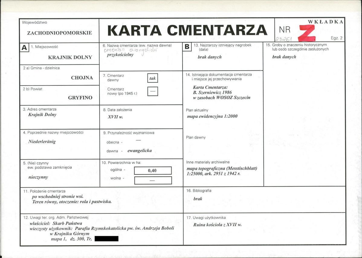 KC - Karta cmentarza, skan nr 1