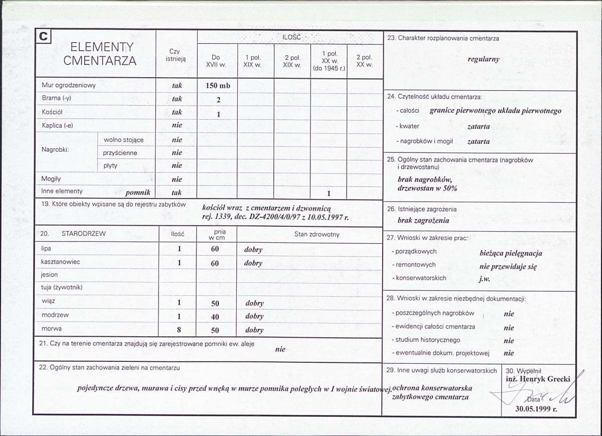 KC - Karta cmentarza, skan nr 2