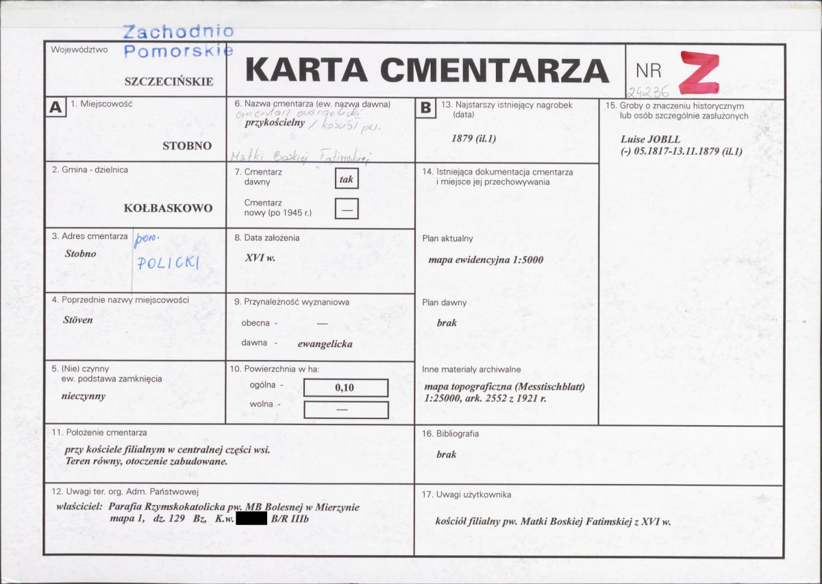 KC - Karta cmentarza, skan nr 1