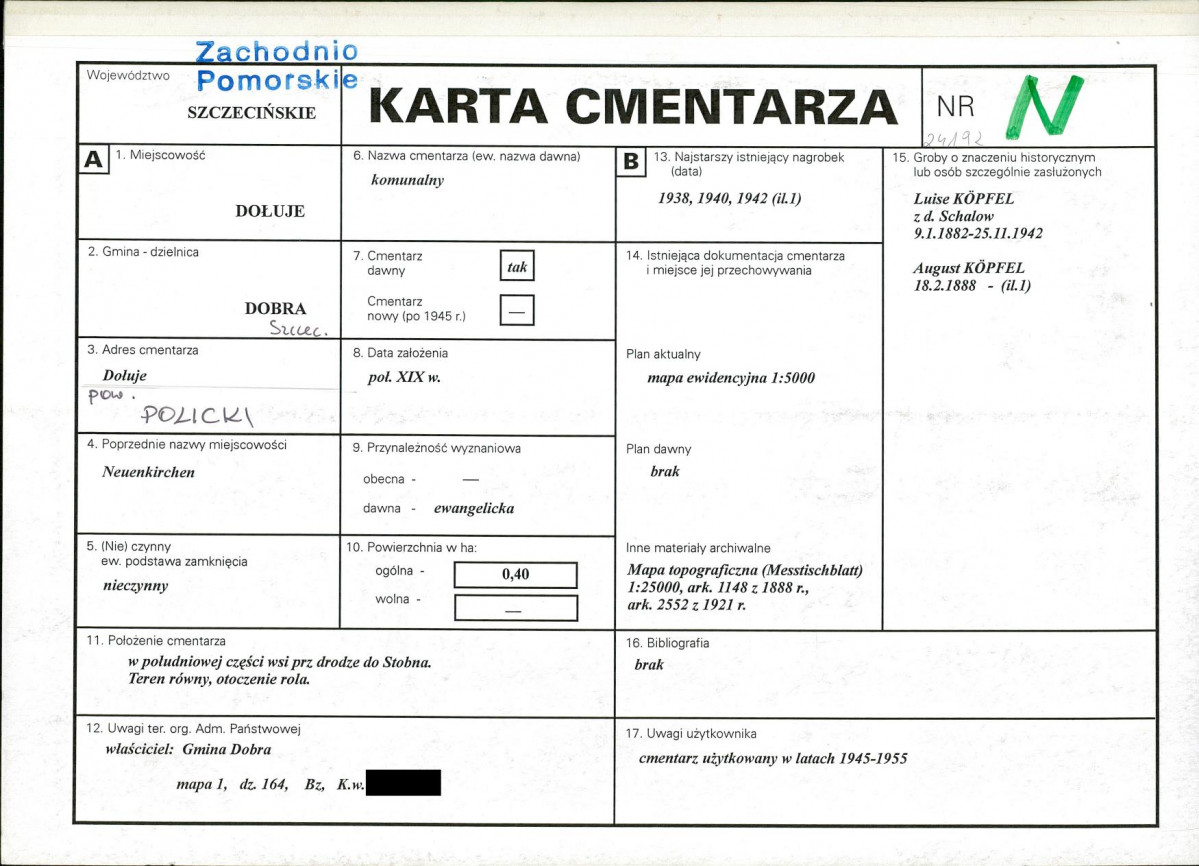 KC - Karta cmentarza, skan nr 1