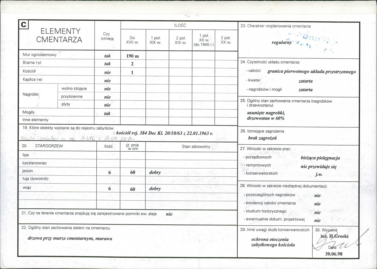 KC - Karta cmentarza, skan nr 2