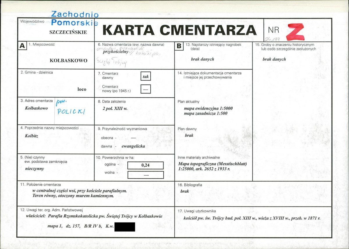 KC - Karta cmentarza, skan nr 1