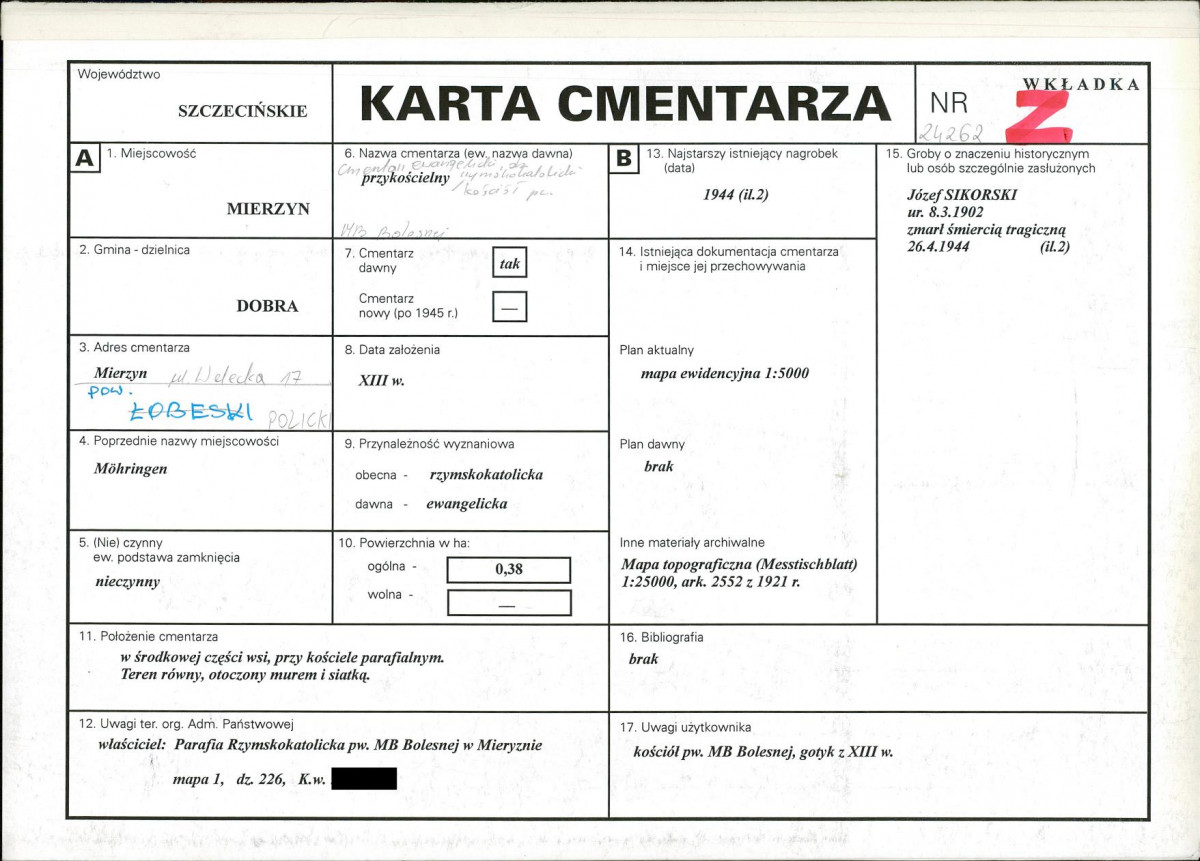 KC - Karta cmentarza, skan nr 1