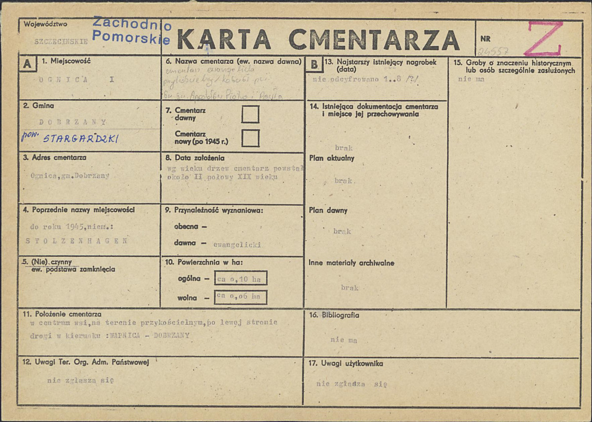 KC - Karta cmentarza, skan nr 1