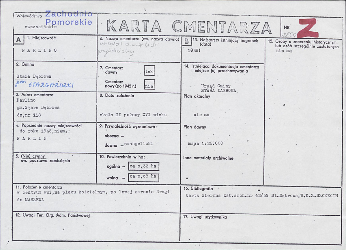 KC - Karta cmentarza, skan nr 1