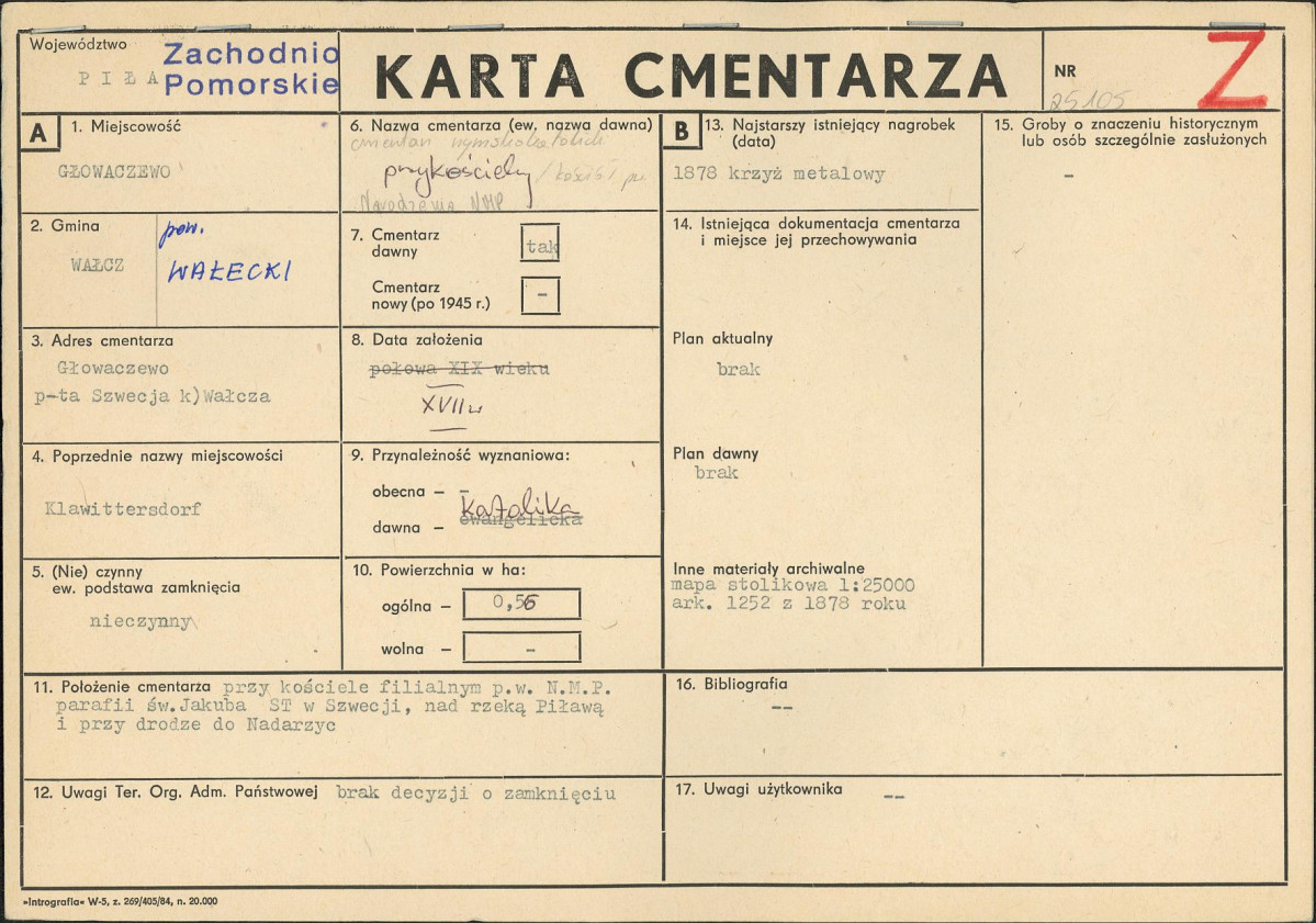 KC - Karta cmentarza, skan nr 1