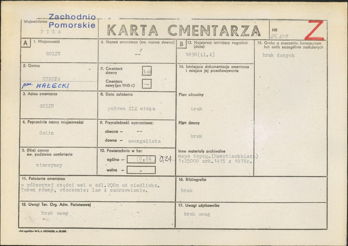 KC - Karta cmentarza, skan nr 1