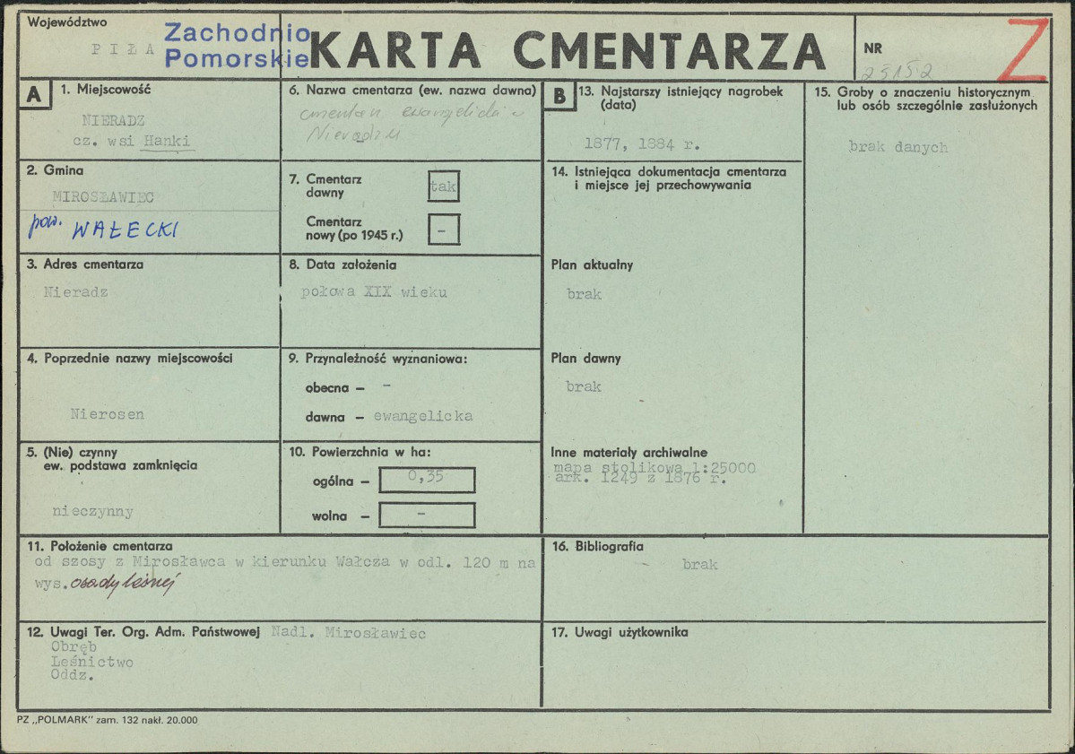 KC - Karta cmentarza, skan nr 1