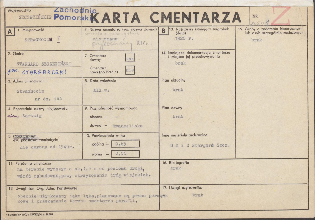 KC - Karta cmentarza, skan nr 1