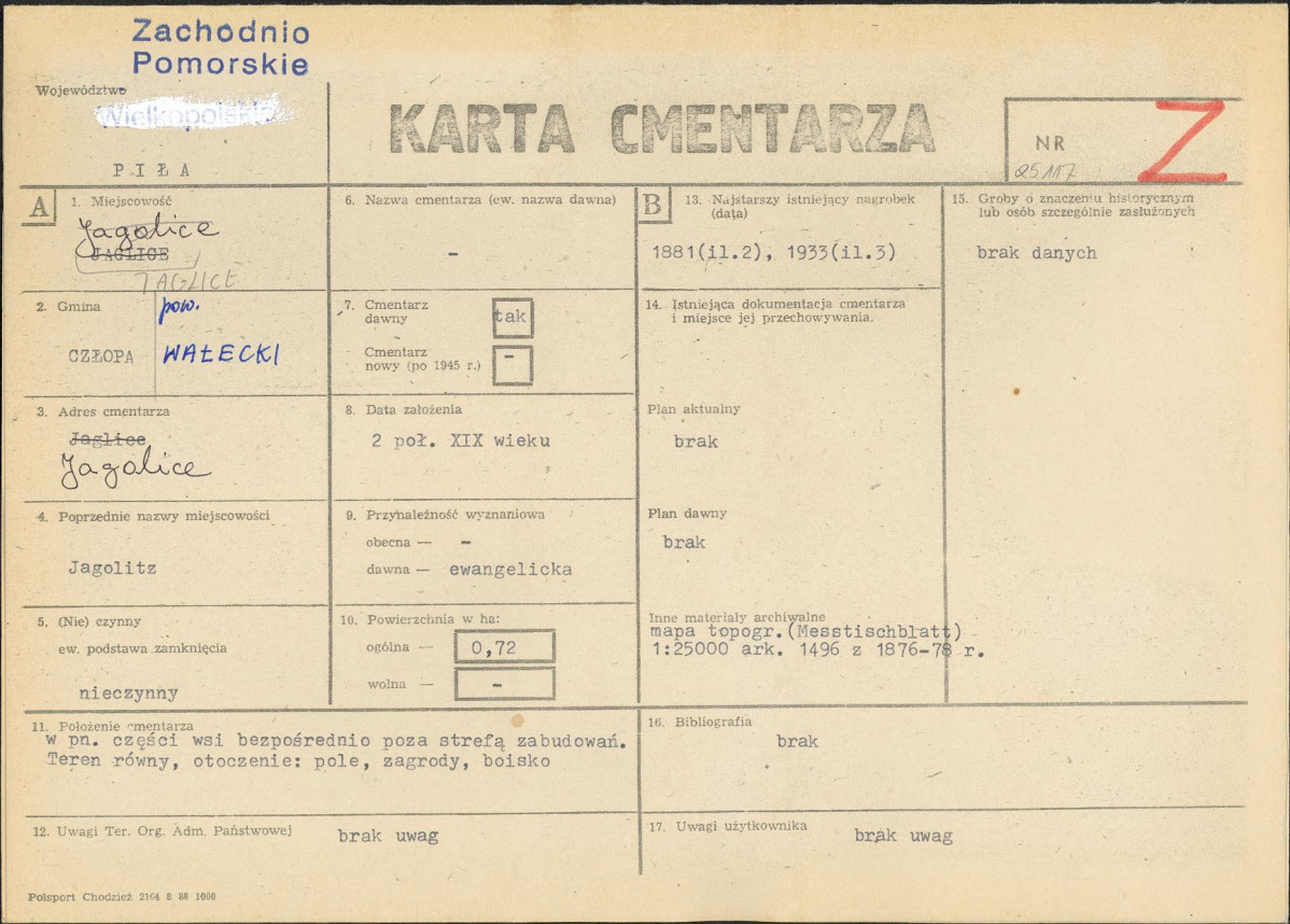 KC - Karta cmentarza, skan nr 1