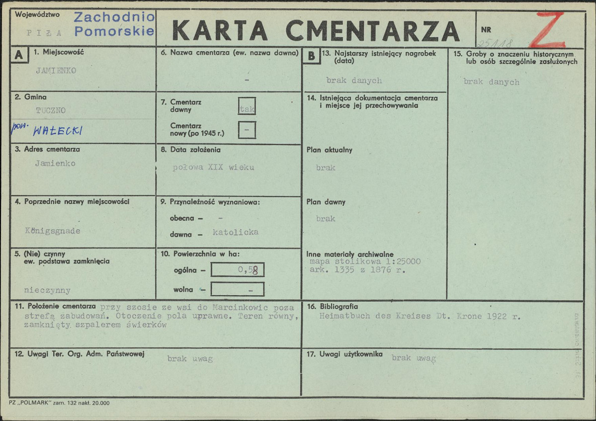 KC - Karta cmentarza, skan nr 1